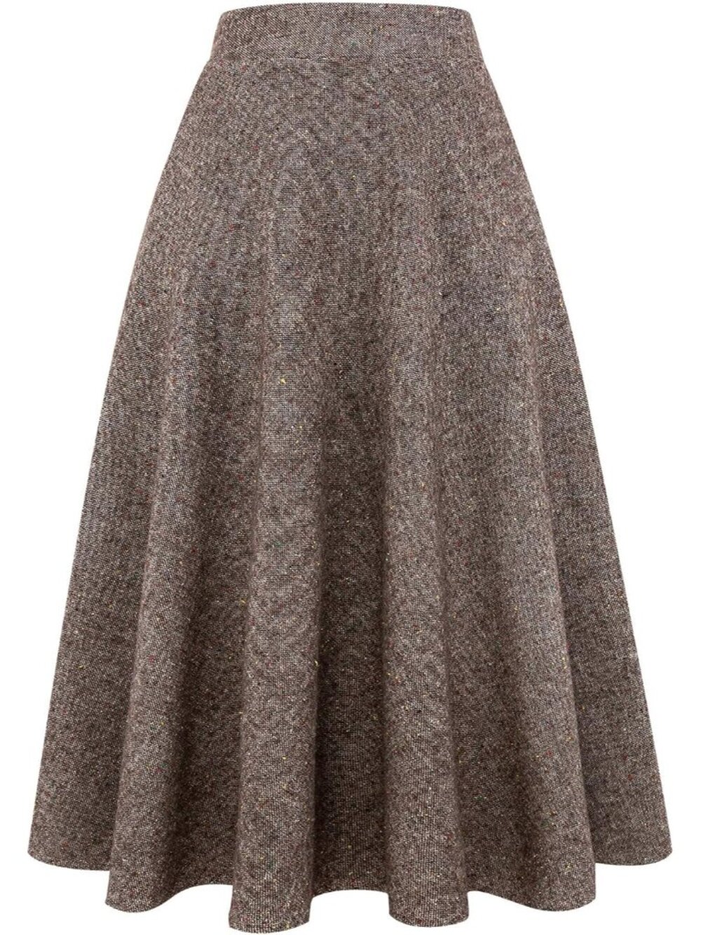 Womens Plaid Wool Skirts Elastic Waist A-Line Pleated Tartan Long Skirts